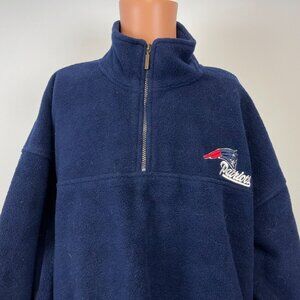 New England Patriots Embroidered Half Zip Fleece Jacket Vtg Y2K NFL Football 2XL
